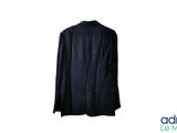a black coat on a hanger on a white background