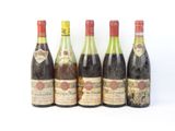 six bouteilles de vin sont alignées sur une surface blanche