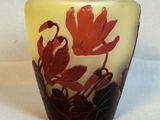un vase orné d'une fleur rouge sur un fond blanc