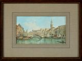an image of a painting of a bridge over a river