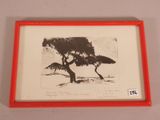 une photo d'un dessin représentant un arbre, dans un cadre rouge