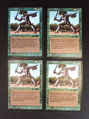 quatre cartes d'un jeu de cartes sur lesquelles figure un homme tenant une batte de baseball