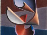 a picture of a painting of a cone and a bowl on a table