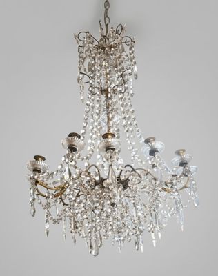 a large crystal chandelier hanging from the ceiling