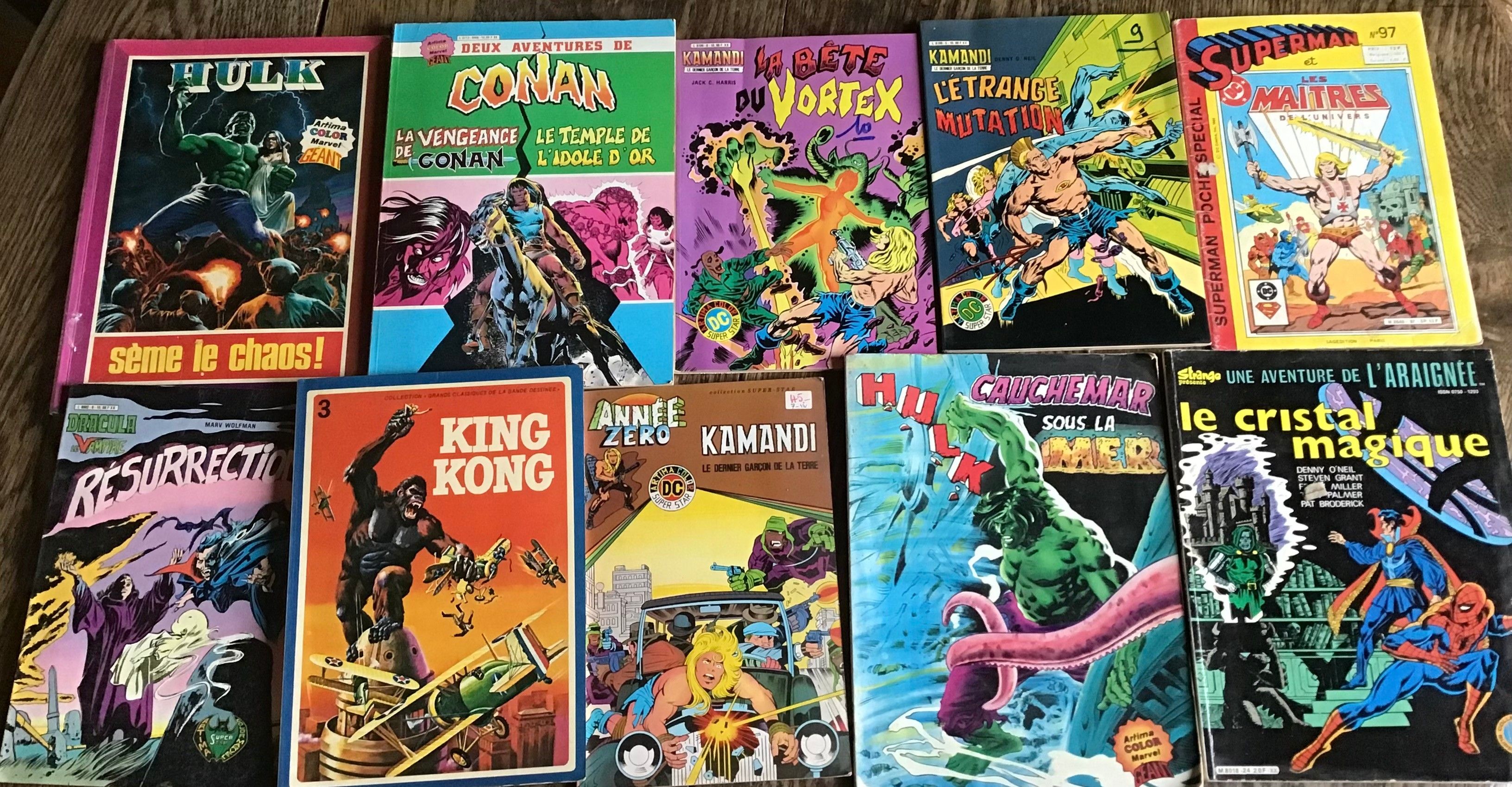 Hulk, Conan, l’Araignée, King kong , Dracula, Kamandi 10 ouvrages État correct