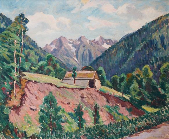 Eugène ALLUAUD (1866-1947) 
Paysage de montagne
Huile sur toile s...