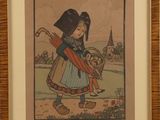 an old picture of a little girl holding an umbrella in her hand