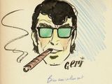 drawing of a man with sunglasses and a cigar in his mouth