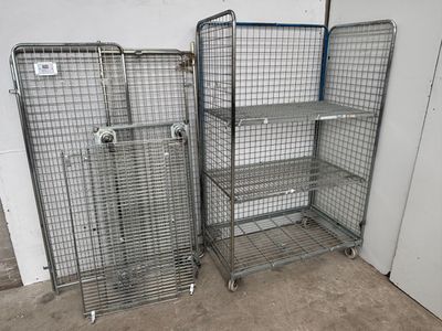 two metal cages that are sitting next to each other