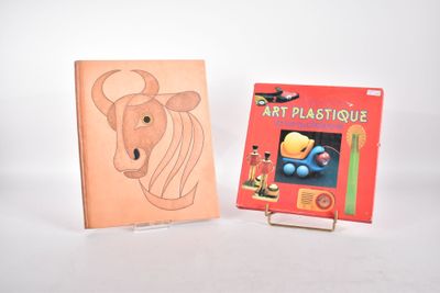 une photo d'une photo d'un livre et une photo d'un taureau