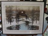a picture of a picture of a snowy landscape in a frame