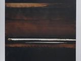 an image of a black and brown painting on a white wall