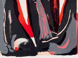 an image of a black and red abstract painting on a white background