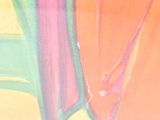 a painting of a person holding a surfboard on the beach