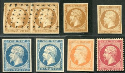 six timbres de couleurs, de tailles et de formes différentes