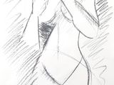 drawing of a woman in a white dress holding a cell phone