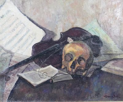 Albert MALET (1912-1986). Vanité au violon.