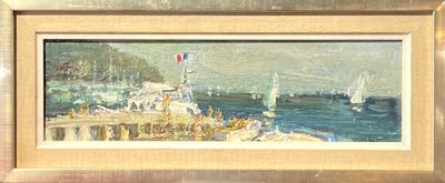 Ecole moderne. Bord de mer animé.
