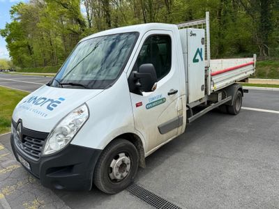 a white truck that is parked on the side of the road