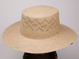 une image représentant un chapeau de paille posé sur une tête de mannequin