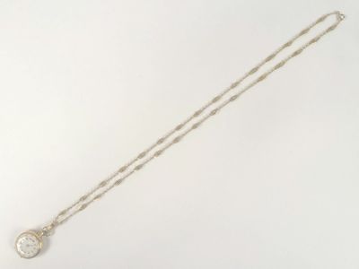 silver necklace with a diamond pendant on a chain on a white background