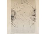 un dessin représentant une femme tenant un chat dans ses bras