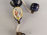 pair of antique blue and white porcelain lamps with gold trimmings