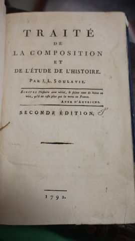 SOULAVIE: Traité de composition et de l’étude de l’histoire. 1792...