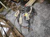 a pile of construction equipment on the floor of a building