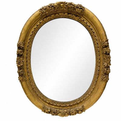 an ornate gold framed mirror on a white background