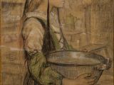 une image représentant un tableau où l'on voit une femme tenant un bol