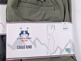 three pairs of men ' s cargo pants with tags on them