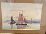 a picture of a painting of a sailboat in the water