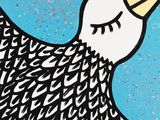 a painting of a bird that is flying in the sky