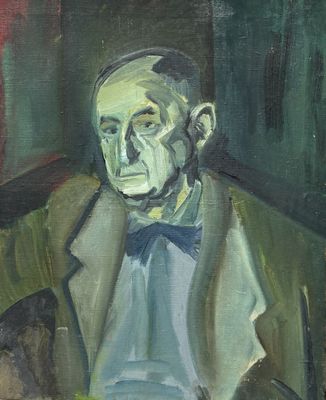 ECOLE MODERNE (XXe), « Portrait expressionniste », Huile sur toile. H 