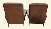 Paire de fauteuils Club en cuir couleur caramel ou havane. (photo 5)