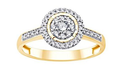 14k yellow gold 1 / 4ct tdw diamond halo engagement ring
