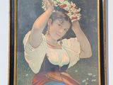 painting of a woman with a wreath of flowers on her head