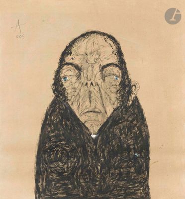 une image représentant le dessin d'un vieil homme aux yeux bleus
