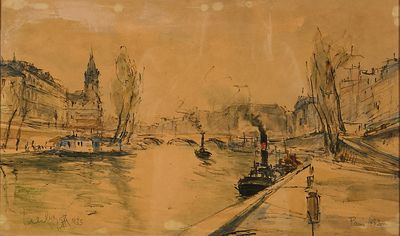 474 Fernand HERBO (1905-1995) Les quais à Paris, 1933