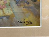 a picture of a painting of a cat sitting on a table