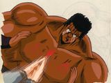 une image représentant le dessin d'un homme au physique imposant