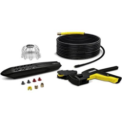 a black hose and a yellow hose and a black hose and some other tools