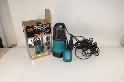 a blue and black vacuum and a box on a white table