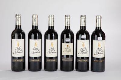 six bouteilles de vin rouge alignées