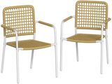 deux chaises blanches avec une assise et un dossier tressés