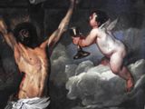 a painting of a man holding a wine glass and a woman holding a wine glass