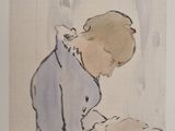une image d'un tableau représentant une femme assise à une table