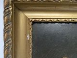 a painting of a bowl and a spoon in a gold frame