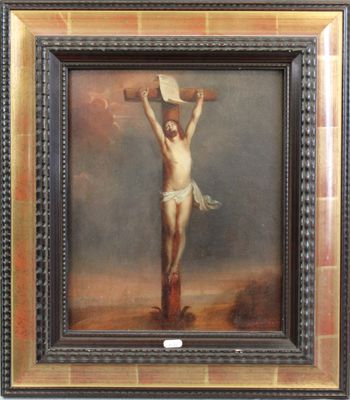 Ch. MOLLEZ Crucifixion à la manière de Rembrandt, hsp sbd, d…